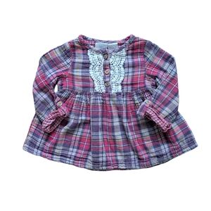 Koala Baby Pink and Purple Plaid Flannel Swing Top - Size 24M
